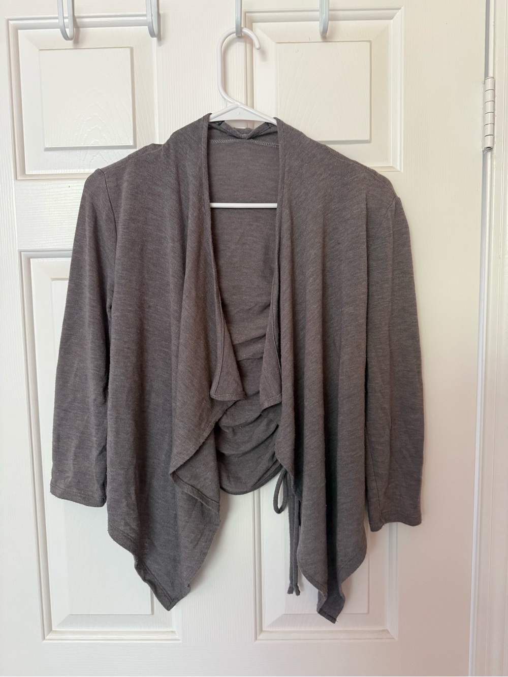 Women's Draped Open Front Cardigan Sweater - Gray